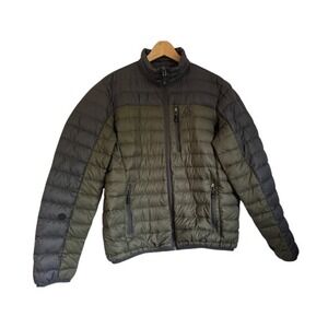Gerry Mens Packable Puffer Jacket Lightweight Full Zip Olive Green Gray - size M